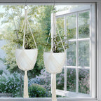 2 Pack Macrame Planter Hanger for up to 8" Pot, Indoor Hanging Planter | Plant Hanger Indoor, Hanging Plants Holder Basket | No Plant or Pot Included