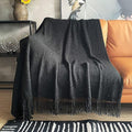 LOMAO Knitted Throw Blanket with Tassels Bubble Textured Lightweight Throws for Couch Cover Home Decor (Black, 50x60)