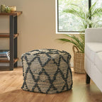 GDFStudio Boho Handmade Fabric Cube Pouf Ottoman Foot Stool - Bean Bag Floor Chair - Foot Rest Couch for Living Room Bedroom,Charcoal,16"" x 16"" x 16"", Cimarro,charcoal, 313838N