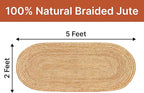 MDS Pack of 1 Handwoven Braided Jute Area Rug 2x5 feet Oval - 100% Natural Burlap Reversible Accent Rugs for Home Decor, Living Room, Doormat, Kitchen, Entryway Rug, Rustic, Farmhouse (2'x5')