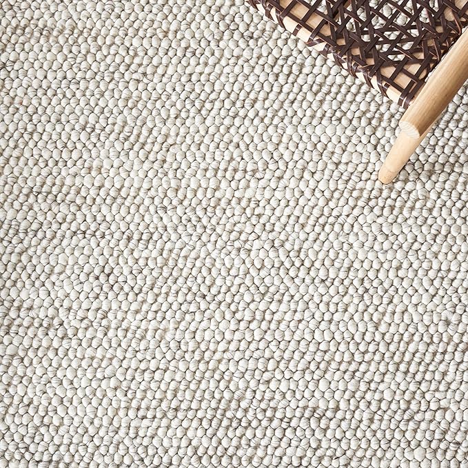 SAFAVIEH Natura Collection Area Rug - 6' Square, Grey & Ivory, Handmade Wool Blend, Textured Design, Ideal for Living Room, Bedroom, Dining Space (NAT425F)