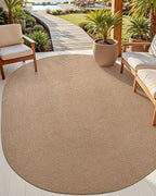 DEXI Oval Easy Jute Rug 6x9, Braided Woven Rustic Rugs No Shed, Large Neutral Area Carpet Mat for Outdoor Patio Dining Living Room Farmhouse, Tan Brown