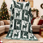 WRENSONGE Christmas Throw Blanket, Green Deer Pattern, Soft Cozy Fluffy Warm Throw Blankets for Couch, Sofa, Chair, Bed, Camping, Picnic, Travel Lightweight Bed Blanket - 50"*60"