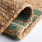 SAFAVIEH Natural Fiber Collection Accent Rug - 3' x 5', Natural & Green, Handmade Stripe Boho Farmhouse Rustic Braided Jute, Ideal for High Traffic Areas in Entryway, Living Room, Bedroom (NFB262Y)