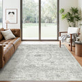 6x9 Area Rug for Living Room Floral Washable Non-Slip Gray Rugs for Bedroom Dinning Room Ultra-Thin Indoor Grey Rug