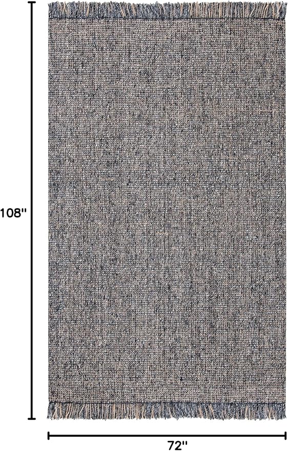 SAFAVIEH Natural Fiber Collection Area Rug - 6' x 9', Charcoal & Natural, Handmade Woven Fringe Jute, Ideal for High Traffic Areas in Living Room, Bedroom (NF826H)