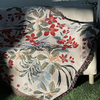 Snycler Flowers and Plants Throw Blanket for Bed 50 * 60inch Woven Blanket Cotton Polyester Farmhouse Decor for Indoor Outdoor Sofa Bedroom Garden，All Season （Spring）