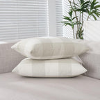 CARRIE HOME Beige Cream Buffalo Plaid Lumbar Pillow Covers 12x20 Set of 2 Neutral Checkered Pillow Covers 12 x 20 Outdoor Farmhouse Lumbar Pillow Covers for Couch, Sofa and Patio
