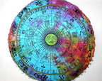 CRAFT KALA 32" Round Large Round Bohemian Floor Pillow Pouf Cover Mandala Meditation Room Pillow Cover for Adults Boho Seating Poufs Cushion Cover for Kids Playroom Multi Zodiac