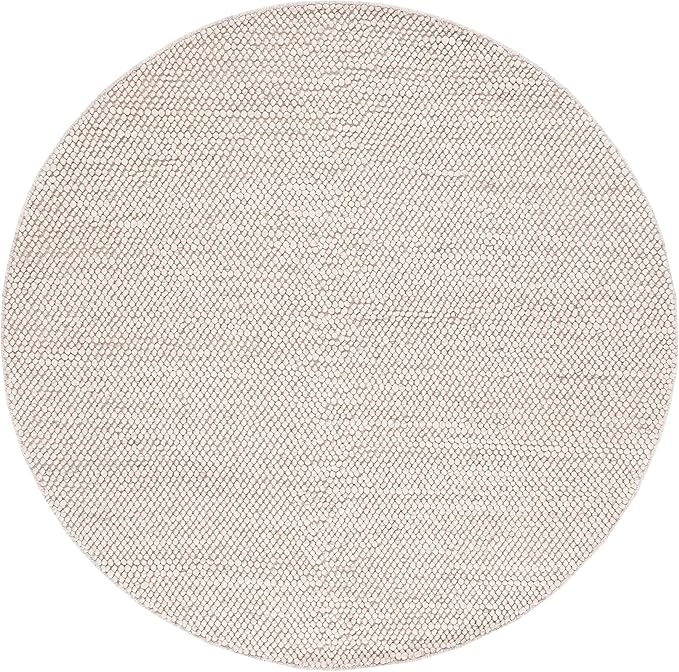 SAFAVIEH Natura Collection Area Rug - 4' Round, Grey & Ivory, Handmade Wool Blend, Textured Design, Ideal for Living Room, Bedroom, Dining Space (NAT425F)