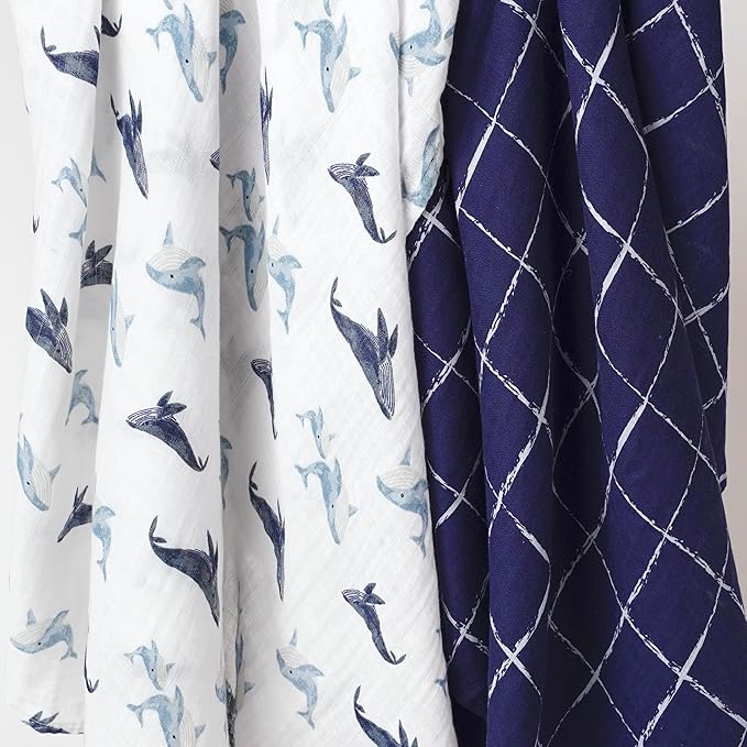 Gerber Baby Unisex 2-Pack Muslin Blanket, Coastal Calm, One Size
