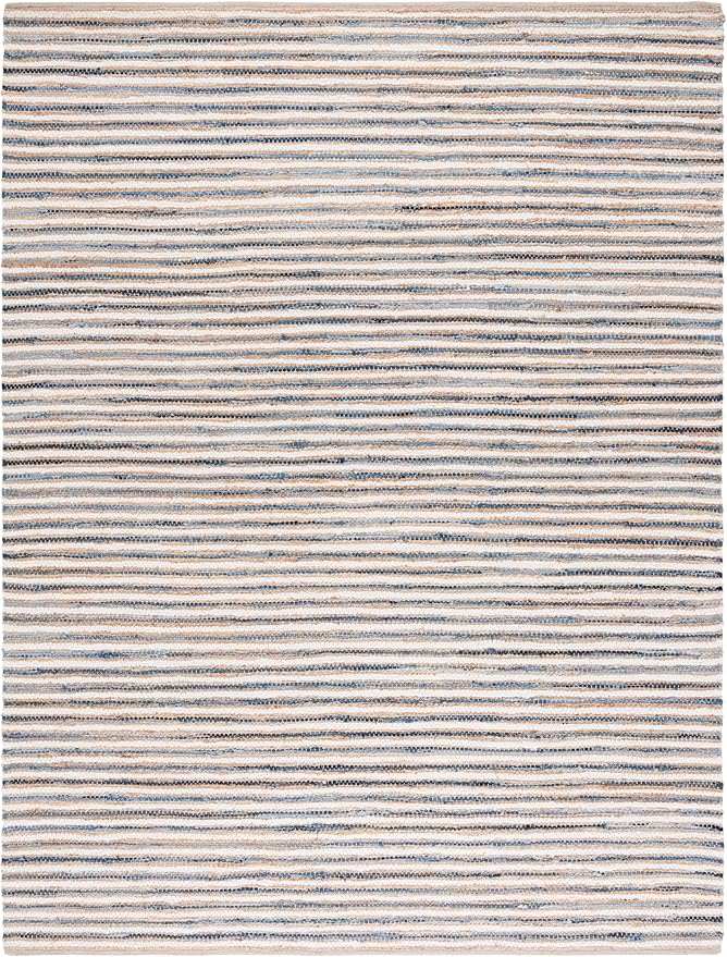 SAFAVIEH Area Rug 8x10 - Cape Cod Collection - Large - Natural & Blue, Geometric Design, Ideal for Living Room, Bedroom, Office, Dining Space (CAP151M)