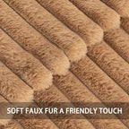 Pack of 2 Faux Fur Christmas Throw Pillow Covers 20x20 Inch, Soft Plush Striped Neutral Couch Pillow Cover, with Velvet Back Modern Home Decor for Sofa Living Room Couch Bed Coffee