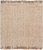 SAFAVIEH Natural Fiber Collection Area Rug - 6' Square, Ivory & Natural, Handmade Boho Diamond Tassel Jute, Ideal for High Traffic Areas in Living Room, Bedroom (NF266A)