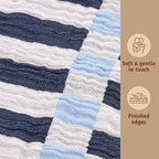 Folkulture Throw Blanket for Couch 50" x 60" |100% Recycled Cotton, Lightweight Throw Blanket for Chair, Couch, Sofa, Bed | Guest Room Must Haves Boho Blanket | Winter Blue