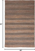 SAFAVIEH Natural Fiber Collection Area Rug - 5' x 8', Charcoal & Natural, Handmade Boho Farmhouse Rustic Jute & Cotton, Ideal for High Traffic Areas in Living Room, Bedroom (NFB653H)