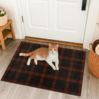 2x3 Retro Buffalo Plaid Entryway Rug - Front Door Mat Indoor Entrance, Non Slip Washable Rug for Kitchen, Bathroom,Washable Easy Jute Red and Black Fall & Holiday Decor
