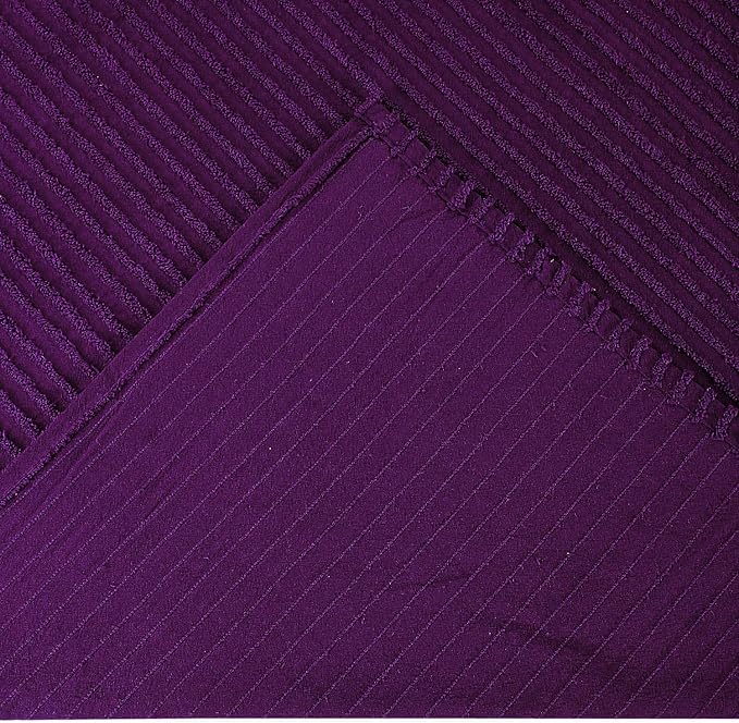 Better Trends Chenille Bedspreads Queen Size, Plum 100% Cotton Chenille Stripe Design Tufted Bedding Coverlet Soft Lightweight, 102"x110" 1 Pieces Jullian Collection