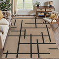 Tangsoo Modern Easy Jute Rug 4x6 for Blacony,Ultra Thin Outdoor Washable Rug,Neutral Stripe Non-Slip Indoor Door Carpet Farmhouse Throw Mat for Bedroom Front Patio Living Room Diningroom