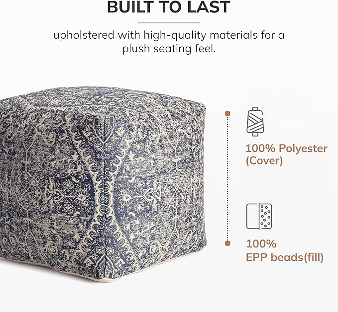 Anji Mountain Pouf Ottoman Foot Rest, Handmade Ottoman Pouf, Comfortable Foot Stool, Decorative Floor Seating for Living Room Decor, Bedroom & Home Décor Accent - Hanalei