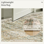 5x7 Area Rugs Green Orange Low Pile Indoor Washable Trendy Faded Style Rugs for Bedroom Living Room Dining Room Foldable Non-Slip Thin Print Mat