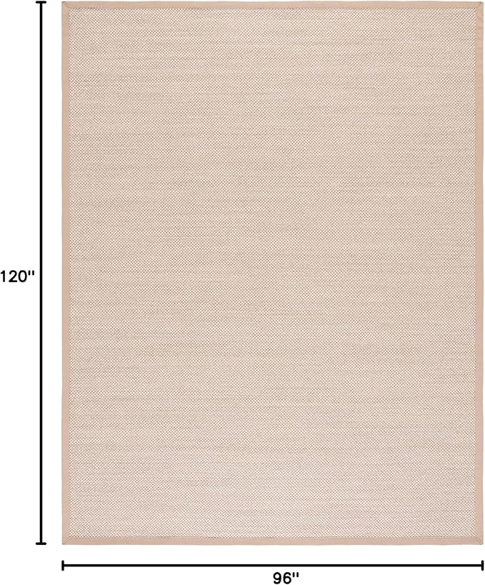 SAFAVIEH Area Rug 8x10 - Natural Fiber Collection - Large - Marble & Linen Color, Sisal, Woven Design with Border (NF143B)