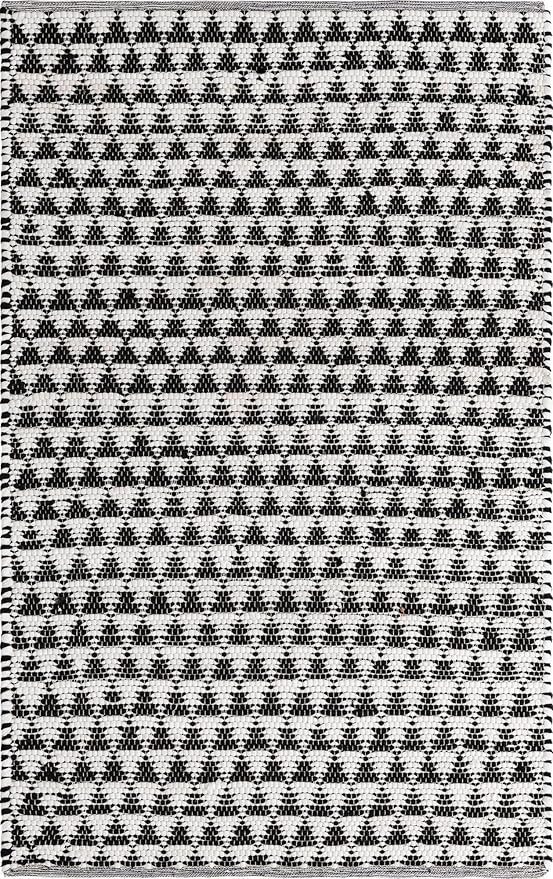 Unique Loom Chindi Jute Collection Area Rug (4' 1" x 6' 1" Rectangle, White Black)
