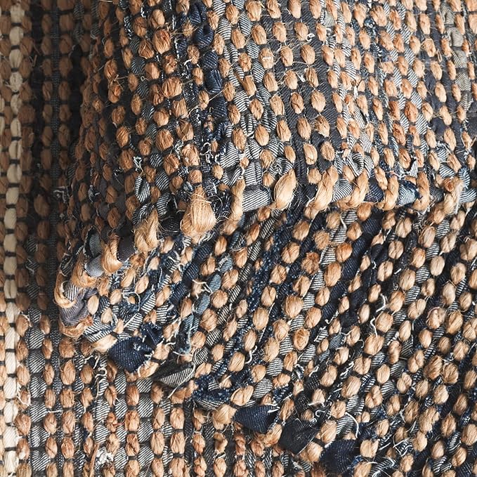 SAFAVIEH Area Rug 8x10 - Cape Cod Collection - Large - Navy & Beige, Handmade Denim & Jute, Ideal for Living Room, Bedroom, Office, Dining Space (CAP153N)