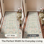 Bavni 2'6''x6 Rug Runners for Hallways, Washable Runner Rug Non Slip, Vintage Floral Print Style Rugs for Bedroom-Lightweight Low Pile Carpet for Hallways Bathroom, Pink