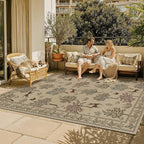 HUGEAR 6x9 Jute Outdoor Indoor Rug Washable Linen Textured Weave High Traffic Stain Resistant Non Slip Durable Carpet for Livingroom Patio Deck Balcony Courtyard (Animal, 6' x 9')