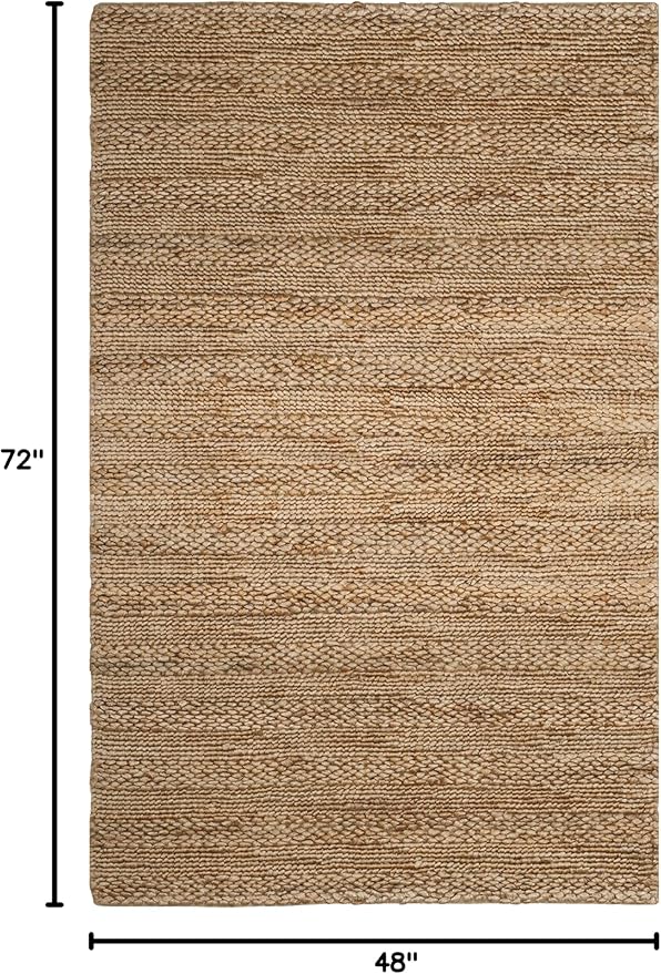 SAFAVIEH Area Rug 4x6 - Natural Fiber Collection - Natural, Handmade Jute, Braided Woven Design, Ideal for Entryway, Living Room, Bedroom (NF212A)