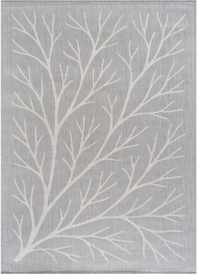 Washable Indoor Outdoor Rug 10x14 Modern Area Rugs Branch Pattern Non Shedding Waterproof Easy Clean Patio Deck Porch Living Room Bedroom Garden RV (10 X 14 Gray)