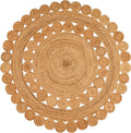Hand Woven Braided Jute Rug - 5' Round - Reversible Farmhouse Dining Room Rug, Living Room, Bedroom, Kitchen - Natural Decorative Floor Boho Entry Area Rugs - 5ft Round Rug