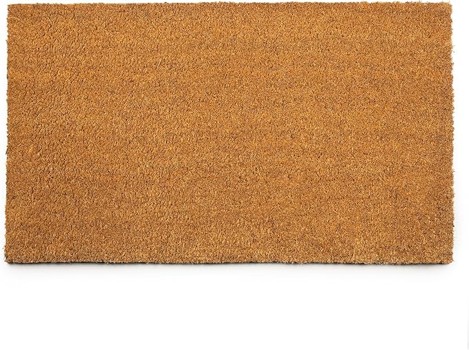 PLUS Haven 17.5x30 Door Mat with Heavy-Duty Backing - Coco Coir Doormat for Outdoor or Indoor Uses - Non-Slip Welcome Mats for Entryway or Porch - Easy to Clean Front Door Mat - Natural Brown