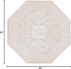 Rugs.com Outdoor Aztec Collection Rug – 5 Ft Octagon Light Gray Flatweave Rug Perfect for Living Rooms, Kitchens, Entryways