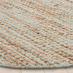 SAFAVIEH Cape Cod Collection Area Rug - 6' Round, Turquoise & Natural, Handmade Jute & Cotton, Ideal for Living Room, Bedroom, Dining Space (CAP236K)