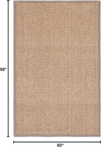 SAFAVIEH Area Rug 5x8 - Natural Fiber Collection - Natural & Grey, Seagrass, Basketweave Pattern with Border (NF114P)