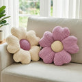 2 Pcs Pink Decorative Throw Pillows, 15'' Cute Daisy Flower Shaped Pillow Floor Seating Cushion for Bed Couch Bedroom Room Dorm Decor (Pink & Ivory)