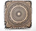 CRAFT KALA 24" Square Large Hippie Mandala Meditation Floor Ottoman Pillow Cushion Pouf Cover Square Poufs Bohemian Circle Floor Cushion Case Outdoor Fireplace Yoga Living Room Decor Cover Black Gold
