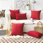 Home Brilliant Pillow Covers 18x18 Set of 4 Farmhouse Decorative Throw Pillow Covers Burlap Linen for Valentine's Day Couch Sofa Garden Indoor, 18 x 18 inch, Burgundy