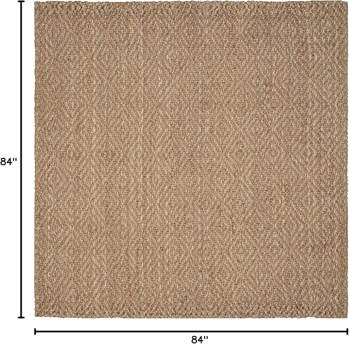 SAFAVIEH Natural Fiber Collection Area Rug - 7' Square, Natural & Natural, Handmade Jute, Ideal for High Traffic Areas in Living Room, Bedroom (NF181A)