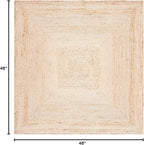 SAFAVIEH Area Rug 4' Square - Cape Cod Collection- Natural Brown, Handmade Braided Flat Weave Jute (CAP252A)