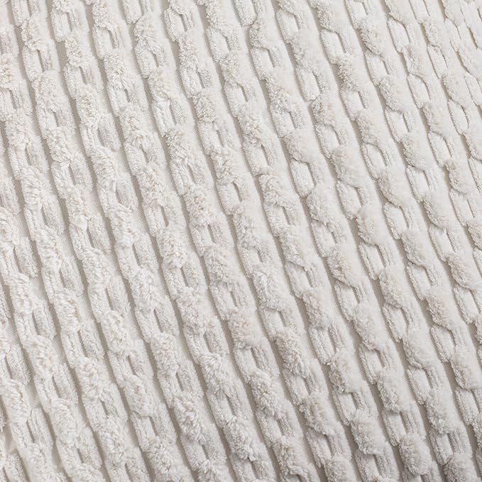VAKADO Couch Decorative Throw Pillow Covers Cream White 20x20 Set of 4 Boho Corduroy Home Living Room Neutral Rustic Farmhouse Cushion Case Decor Square for Bed Sofa