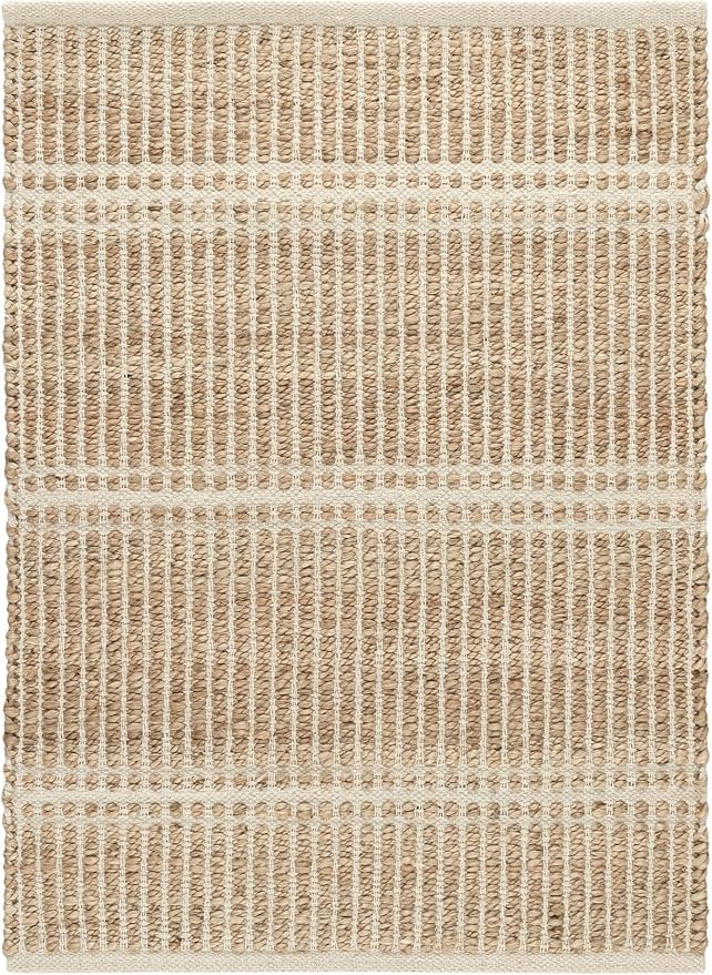 Dash and Albert Arbor Jute Area Rug - 3' x 5' Ivory Stripe Handwoven Accent Rug - Durable, Eco-Friendly, High Traffic Area Kitchen, Hallway, Bedroom