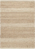 Dash and Albert Arbor Jute Area Rug - 3' x 5' Ivory Stripe Handwoven Accent Rug - Durable, Eco-Friendly, High Traffic Area Kitchen, Hallway, Bedroom