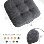 HIGOGOGO 8" Extra Thick Floor Pillow Cushion for Adults, Meditation Cushion Pillow, Large Square Floor Sitting, Tufted Corduroy Cover, for Tatami Living Room or Yoga, 22x22 Inch, Dark Grey