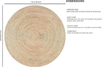 FRELISH DECOR Handwoven Jute Area Rug - 7 feet Round - Natural Yarn - Rustic Vintage Beige Braided Reversible Rug - Eco Friendly Rugs for Bedroom - Kitchen - Living Room - Farmhouse (7' Round)