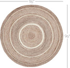 VHC Brands Jute Rug with Pad, Natural & Crème, 8 Feet Round