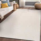 Easy Jute Rugs 8x10 White Color Living Room Indoor Outdoor Area Rug for Patio Farmhouse and Kitchen Rug High Traffic Easy to Clean Washable Solid Boho Woven Design Outside Carpet (8 x 10)