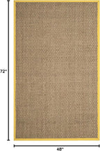 SAFAVIEH Area Rug 4x6 - Natural Fiber Collection - Natural & Gold, Seagrass, Basketweave Pattern with Border (NF114X)